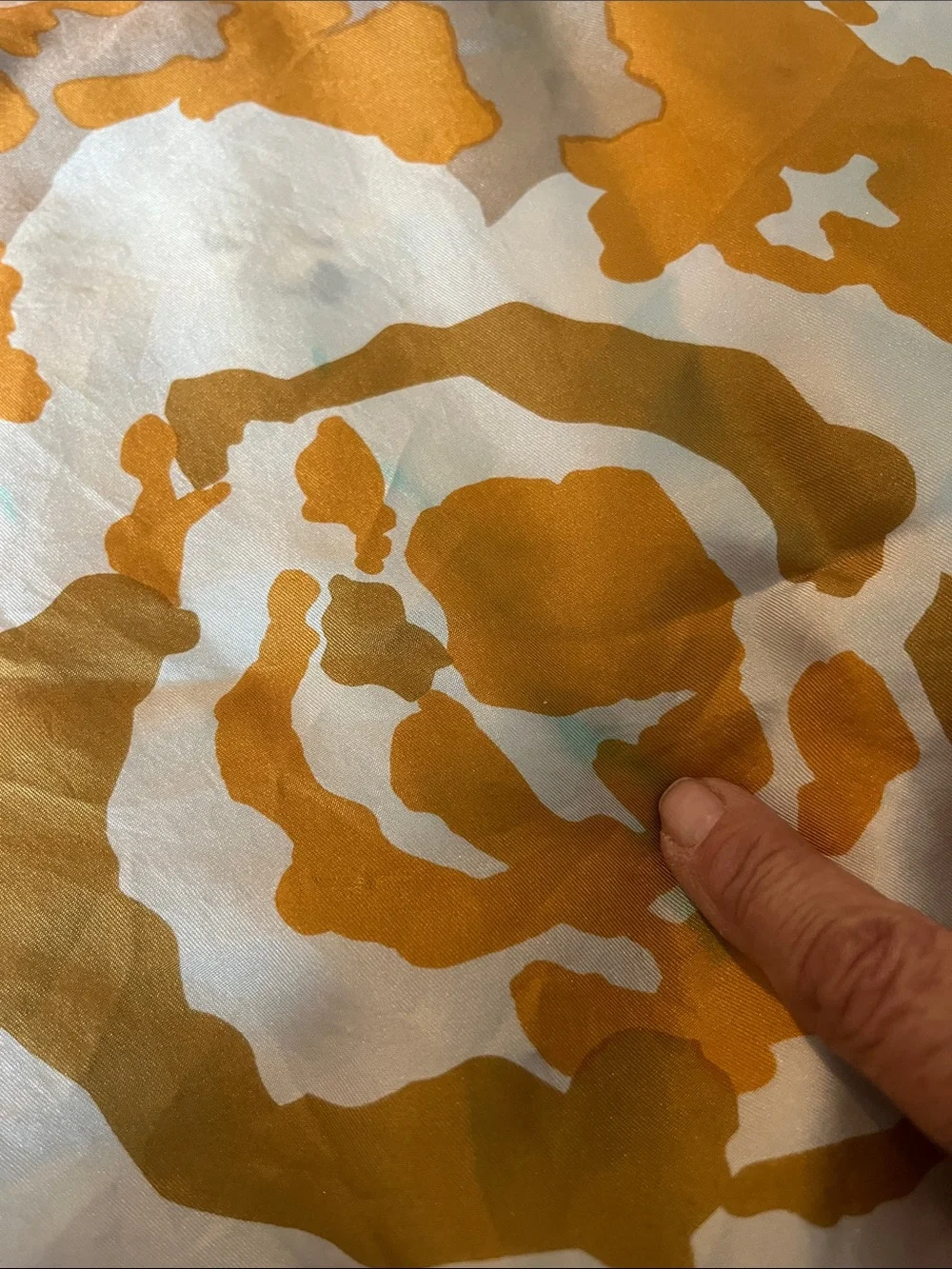 Richard Allan Silk Floral Print Scarf - Gold & Navy 28” square (missing tag)